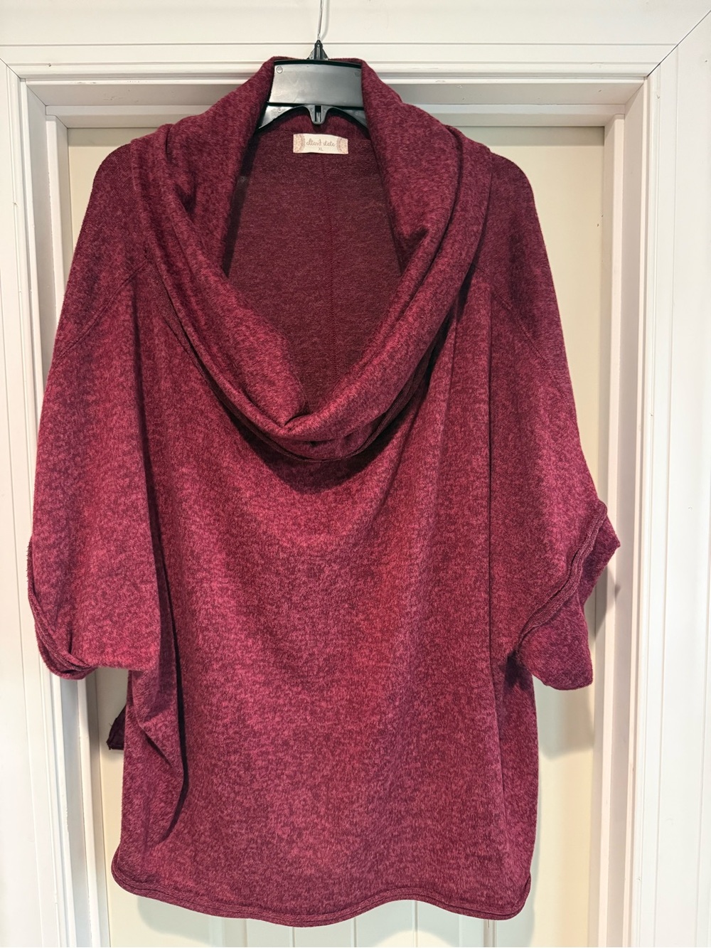 Altar'd State Burgundy Draped Cowl Neck Sweater